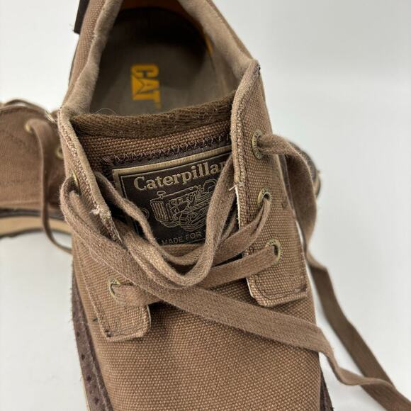 CAT Caterpillar Wingtip Oxford Shoes Canvas Faux Suede Brown Men's Size 11.5 - Picture 6 of 10